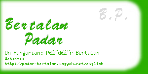 bertalan padar business card